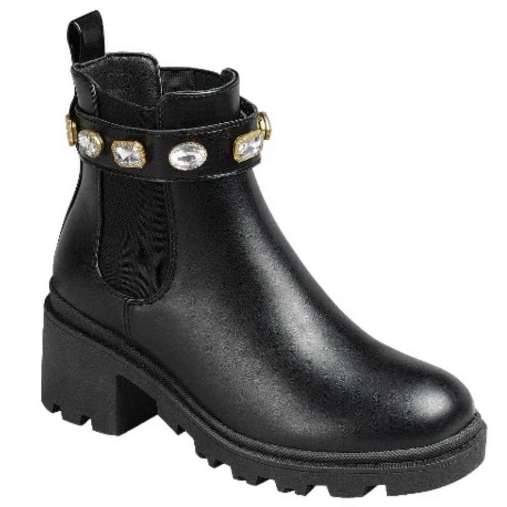Elegant Black Ankle Boots with Jewel Accents